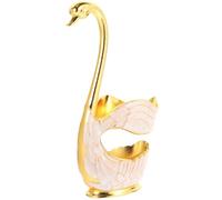jojofuny Soporte para Cucharas de Base Forma de Cisne y Soporte Metálico para Cucharas de Postre y Condimentos Accesorio de Utensilios de Cocina y Decoración de Mesa