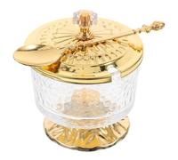 jojofuny Tarro de Azúcar Pequeño de Vidrio con Tapa Metálica Dorada Dispensador para Condimentos y Sal Recipiente Decorativo para Cocina y Sala de Estar Almacenamiento Versátil para