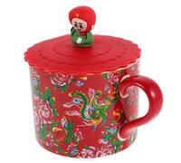 jojofuny Taza de Cerámica Roja 500 Ml con Diseño Floral Chino Gran Capacidad para Café y Té Adecuado para Camping Oficina y Obsequio para Parejas