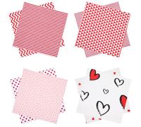 jojofuny Tela de Algodón 100% para Patchwork Multifunción, 8 Piezas 25x25 Cm, Estampado de Corazones Rojo para Bricolaje San Valentín, Manualidades y Decoración Artesanal