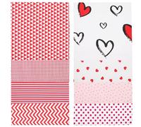 jojofuny Tela de Costura 100% Algodón Rojo Estampado de Corazones, 8 Piezas de 25x25 Cm para Patchwork y Manualidades de San Valentín, Tela Acolchada para Labores DIY y Decoración