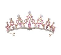 jojofuny Tiara de cristal con diamantes de imitación para mujeres, niñas, princesas, novias, diadema de hojas con perla para novias, bodas, graduaciones, fiestas de cumpleaños, tocados.