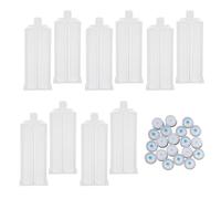 jojofuny Tubo de Pegamento Doble de 50 ml, Cartucho Adhesivo de Plástico Blanco, 10 Piezas, Relación 1:1, para Pistola Epoxi y Proyectos de Resina