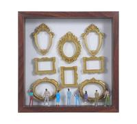 jojofuny Vitrina Expositora Tipo Caja de Museo, Mini Marco Decorativo Dorado, Escena en Miniatura, Madera y Plástico, 21,6x21,6x3,5cm, para Figuritas, Bodas y Decoración del Hogar