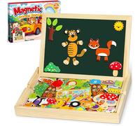 Jojoin 130 pcs Puzzles de Madera - Nueva Juguetes Montessori con Pizarra Magnética y Lindo Patrón Fruta de Animales - Juguete Educativo para NIños de 3 4 Años