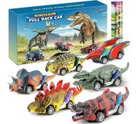 Jojoin Coches de Dinosaurios Juguetes - 6 Piezas Coche de Juguete de Dinosaurios con Alfombra de Actividades - Regalo Educativo para Niños 3 4 5 6 7 Años - Pascua Regalo