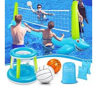 Jojoin Voleibol de Piscina de Verano - Juego de Voleibol Inflable Incluyen Redes de Voleibol y Aros de Baloncesto Apto para Adultos y Niños para Deportes Acuáticos - (304 x 110 centímetro) Marca: Jojo