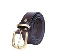 JOJOJ Cinturón de cuero vacuno retro simple for hombre Hebilla de cobre Cinturón de cuero genuino hecho a mano for hombres(Coffee,110cm(for60kg-67.5kg))