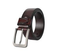 JOJOJ Cinturón de piel de vaca de primera capa for hombre, hebilla hecha a mano, cinturón Retro Simple for hombre(Brown11,110cm(for60kg-67.5kg))