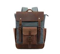 JOJOJ Mochila de lona retro for hombre, mochila de lona encerada al óleo, mochila de viaje for hombre(Cyan)