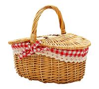 Jojomino Cesta de mimbre de estilo campestre tapa y y forros para picnic, fiestas y barbacoas