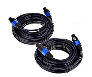 Jojomino Paquete de 2 Cables Speakon Speakon de 25 Pies, Cable de Audio Profesional AWG de Calibre 12 Cable de Altavoz para DJ Cable Bloqueo de