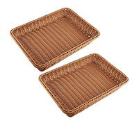 Jojomino Paquete de 2 cestas rectangulares de mimbre marrón para almacenamiento de supermercado