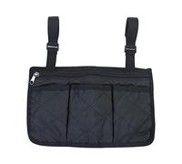 Jojomis Bolsa de transporte lateral para silla de ruedas, bolsillo para pastilleros, comestibles, gafas, accesorios negros