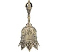 Jojomis Campana de mano - Campana de servicio vintage, campana de llamada decorativa para bodas, comedor, escuela, oración y aula, adorno colgante de aleación de metal, regalo (bronce)