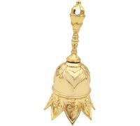 Jojomis Campana de mano - Campana de servicio vintage, campana decorativa para bodas, comedor, escuela, oración y aula, adorno colgante de aleación de metal, regalo (dorado)