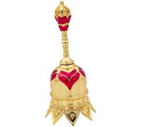 Jojomis Campana de mano - Campana de servicio vintage, campana decorativa para bodas, comedor, escuela, oración y aula, adorno colgante de aleación de metal, regalo (oro rojo)