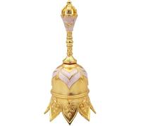 Jojomis Campana de mano - Campana de servicio vintage, campana decorativa para bodas, comedor, escuela, oración y aula, adorno colgante de aleación de metal, regalo (oro blanco)