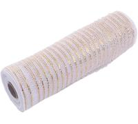 Jojomis Cinta de malla de polietileno con lámina dorada metálica, rollo de malla decorativa de 10 yardas para envolver, coser, lazos, coronas, decoraciones de Navidad y bricolaje