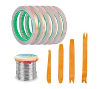 Jojomis Kit para Vidrieras con Cinta de Cobre y Alambre - 6 Tamaños de Cinta, 4 Raspadores, 20m Alambre - Manualidades de Vidrio