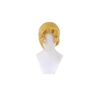 JoJo's Bizarre Adventure Golden Wind Cosplay Kira Yoshikage Golden Styled - Peluca de pelo sintético resistente al calor para cosplay + gorro de peluca