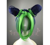 JoJo's Bizarre Adventure Golden Wind Kujo Jolyne Cujoh Green Buns Braid Cosplay Peluca Pelo sintético Resistente al calor + Gorra de peluca gratis