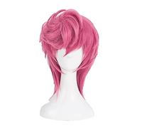 JoJos Bizarre Adventure Golden Wind Trish Una Cosplay Wig Pink Short Heat Resistant Synthetic Hair Wig + Wig Cap