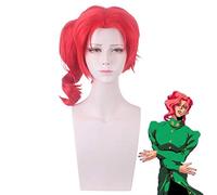 Jojo's Bizarre Adventure Kakyoin Noriaki Hombres Peluca de cola de caballo roja Disfraz de Cosplay Fiesta de pelo sintético resistente al calor Juego de roles Pelucas