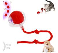 Jokapy Bola Interactiva para Gato con Luz LED - Juguete Interior Eléctrico Automático Recargable por USB (Rojo)