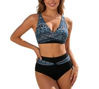 JokeLomple Bikini Mujer Dos Piezas,Bañador Color sólido Estampado Moda Sexy Biquini Playa Vacaciones Braga Alta Talla Grande Ajustable Conjunto Elegante para Viajes
