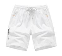 JokeLomple Capris Summer Men's Casual Sports Pantalones de Playa Sueltos Transpirables Pantalones Cortos Casuales (White, M)