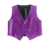 JokeLomple Chaleco Niños de Danza Hip Hop Jazz con Lentejuelas Disfraz de Baile Callejero Fiesta Actuación Adultos Ropa de Escena Brillante Infántil