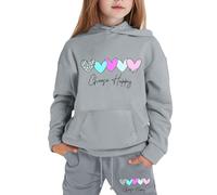 JokeLomple Conjunto de sudadera con capucha y pantalones largos ligeros con estampado de letras de manga larga para niños y niñas (Grey, 2-3 Years)
