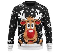 JokeLomple Jersey de Navidad para Hombre - Jersey Navideño Feo Top Estampado Navidad Novedad Navidad Jersey Suéter Navideño Feo Top Estampado con Cuello Redondo Regalos Navidad Originales