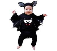 JokeLomple Mi primer traje de Halloween para recién nacido, niño y niña, ropa de Cosplay, ropa de murciélago infantil, Pelele con capucha, monos (Black, 12-18 Months)