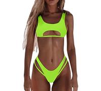 JokeLomple Mujeres Bandeau Bandage Bikini Set Push Up Traje de baño brasileño Ropa de Playa Traje de baño Tow Piece Traje de baño (Gold, M) #48