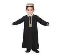 JokeLomple Niños Musulmanes Jubba Thobe, Islámico Abaya Thobe,Vestido de Oración de Manga Larga Abaya para Niñas Kurta Dishdasha Eid Ropa para Niños