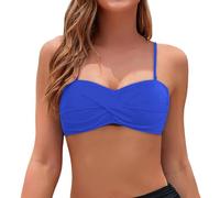 JokeLomple Traje de baño sin Tirantes con Parte Superior de Bikini Bandeau para Mujer (Blue, L) #129