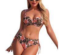 JokeLomple Traje de Baño Tallas Grandes para Mujer Bañador Color sólido Estampado Moda Sexy Swimwear Reductor Bikini Braga Alta Talla Grande Ajustable Surf y Natación Activa