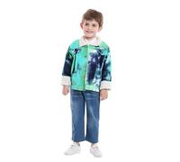 JokeLomple Veste coupe-vent en denim polaire pour tout-petits garçons et filles, imprimé tie-dye, vêtements d'extérieur chauds pour enfants (Green, 12-18 Months)