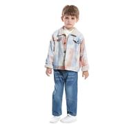 JokeLomple Veste coupe-vent en denim polaire pour tout-petits garçons et filles, imprimé tie-dye, vêtements d'extérieur chauds pour enfants (Beige, 12-18 Months)