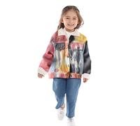 JokeLomple Veste coupe-vent en denim polaire pour tout-petits garçons et filles, imprimé tie-dye, vêtements d'extérieur chauds pour enfants (Brown, 12-18 Months)