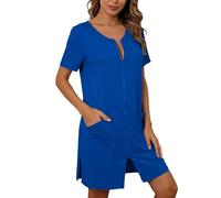 JokeLomple Vestido de casa para Mujer, con Cremallera Frontal, Suave, cómodo, Ropa de Dormir de Manga 1/4, Pijama de Maternidad, Ligero, Pijama de Lactancia, camisón Holgado, Bata de Embarazo
