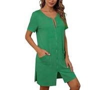 JokeLomple Vestido de casa para Mujer, con Cremallera Frontal, Suave, cómodo, Ropa de Dormir de Manga 1/4, Pijama de Maternidad, Ligero, Pijama de Lactancia, camisón Holgado, Bata de Embarazo