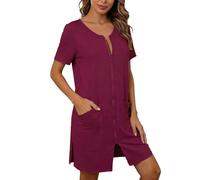 JokeLomple Vestido de casa para Mujer, con Cremallera Frontal, Suave, cómodo, Ropa de Dormir de Manga 1/4, Pijama de Maternidad, Ligero, Pijama de Lactancia, camisón Holgado, Bata de Embarazo