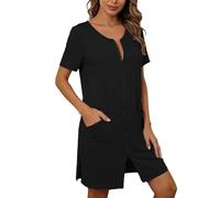 JokeLomple Vestido de casa para Mujer, con Cremallera Frontal, Suave, cómodo, Ropa de Dormir de Manga 1/4, Pijama de Maternidad, Ligero, Pijama de Lactancia, camisón Holgado, Bata de Embarazo