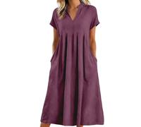 JokeLomple Vestidos De Fiesta Mujer Elegantes Vestido Corto de Fiesta con Cuello en V Cuello y Diseño Fluido Casual Boda Invitada Ropa Clásico Vestidos Playa Mujer