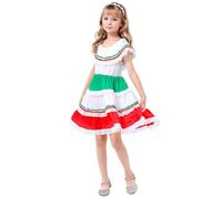 JokeLomple Vestidos de Niñas Ropa de Niñas Vestidos Estilo Mexicano (White, 7-8 Years) #25