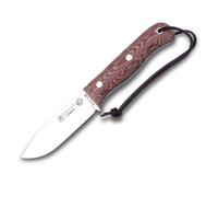 Joker Cuchillo de supervivencia deportivo BS9 Campero CM112, Mango micarta canvas, hoja de 10,5 cm, funda piel marrón, Herramienta de pesca, caza, camping y senderismo