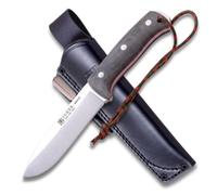 Joker Cuchillo de Supervivencia deportivo Nomad CV125-P, hoja de 12,7 cm, mango Micarta Canvas, funda piel con pedernal, Herramienta de pesca, caza, camping y senderismo